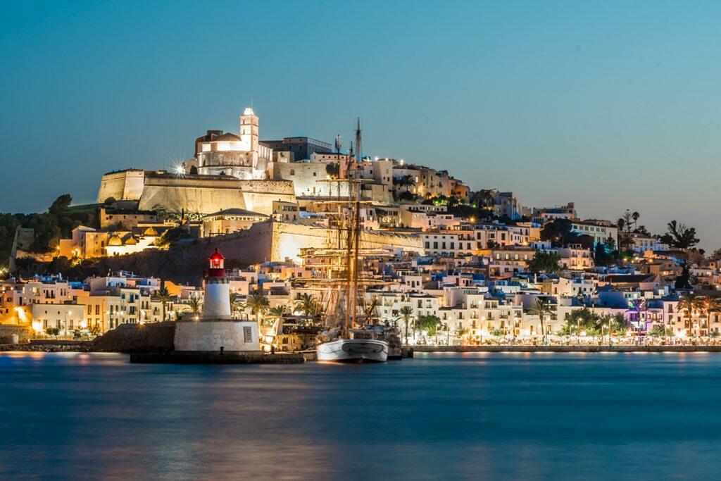 Ibiza town Dalt Vila night view